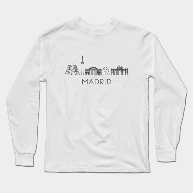 Madrid Skyline Long Sleeve T-Shirt by Printadorable